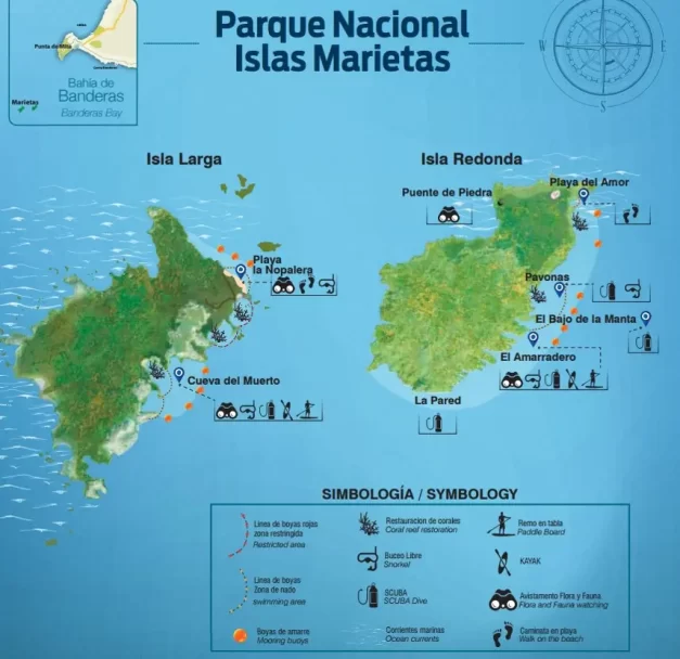 Mapa de las Islas Marietas, sailing destinations bahía de banderas, islas marietas